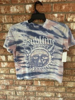 Small Tie-Dye Sublime Cropped Tee - Blue & Pink